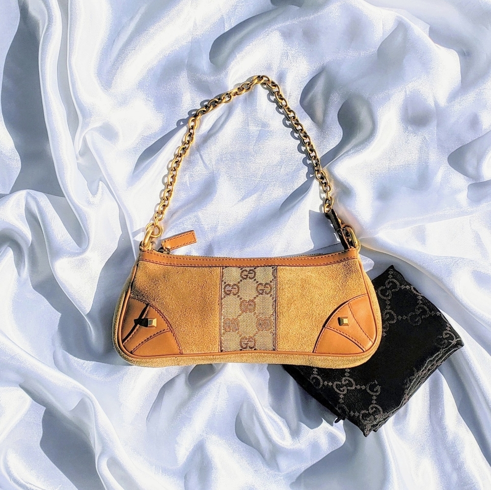 🍂SOLD GUCCI SUEDE CHAIN POCHETTE🍂 - Picture 2 of 9